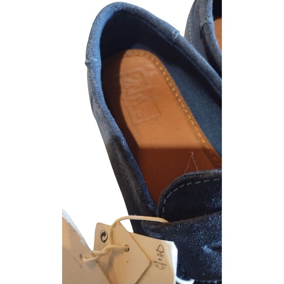 Zara Kids Boys Loafers Navy Blue Leather Round Toe Slip On Shoes Sz EU33/US 2 - Picture 7 of 10